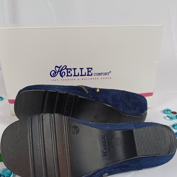 Helle Comfort Suede Studded Women's Navy BSuede Mules. $199 At HELLE. Sz9 - Picture 4 of 10